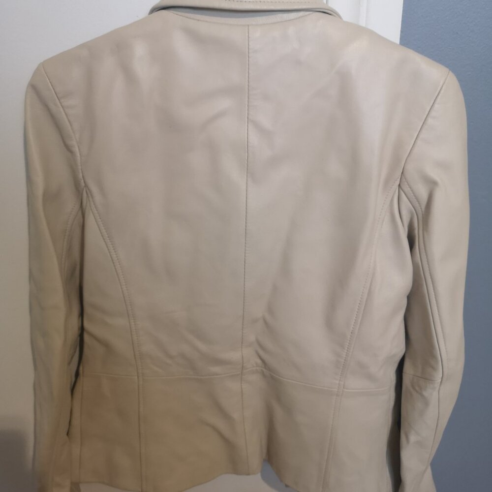 Fitted Kenneth Cole XS Real Leather Spring/Fall Collared Jacket - Picture 6 of 6